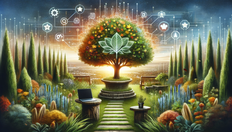 A tree representing the merging of nature and technology