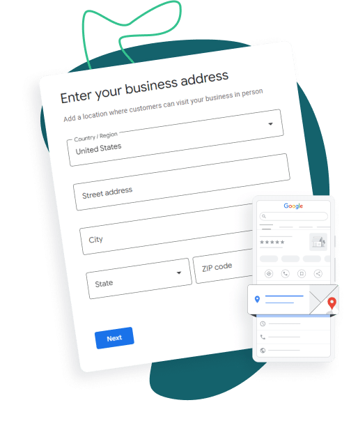 Image showing how to enter in business address for Google Business Profile